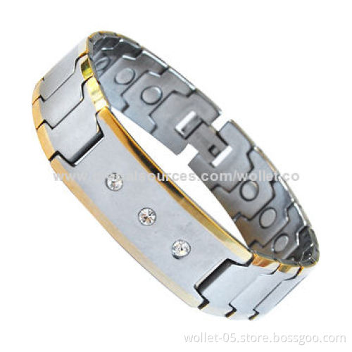 China Manufacturer Wholesale Bio Magnetic Tungsten Bracelet, Gold Plating, Fashion Accessory